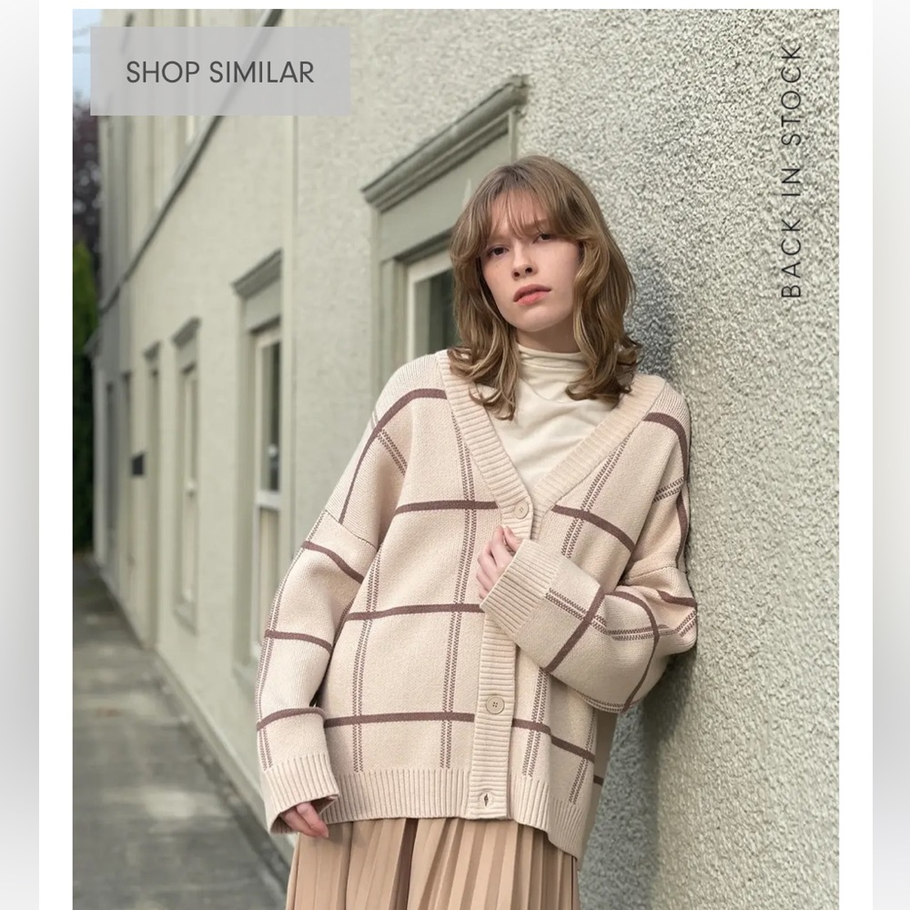 Oak+Fort Oversized Plaid Cardigan in Pumice Stone Fossil